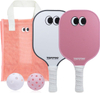 TOPPRO Googly-Eyes Fiberglass Pickleball Set(Pink& White)